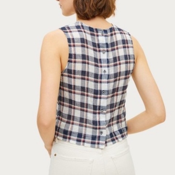 Jenni Kayne Plaid Gauze Sleeveless Shell Top - Picture 11 of 11